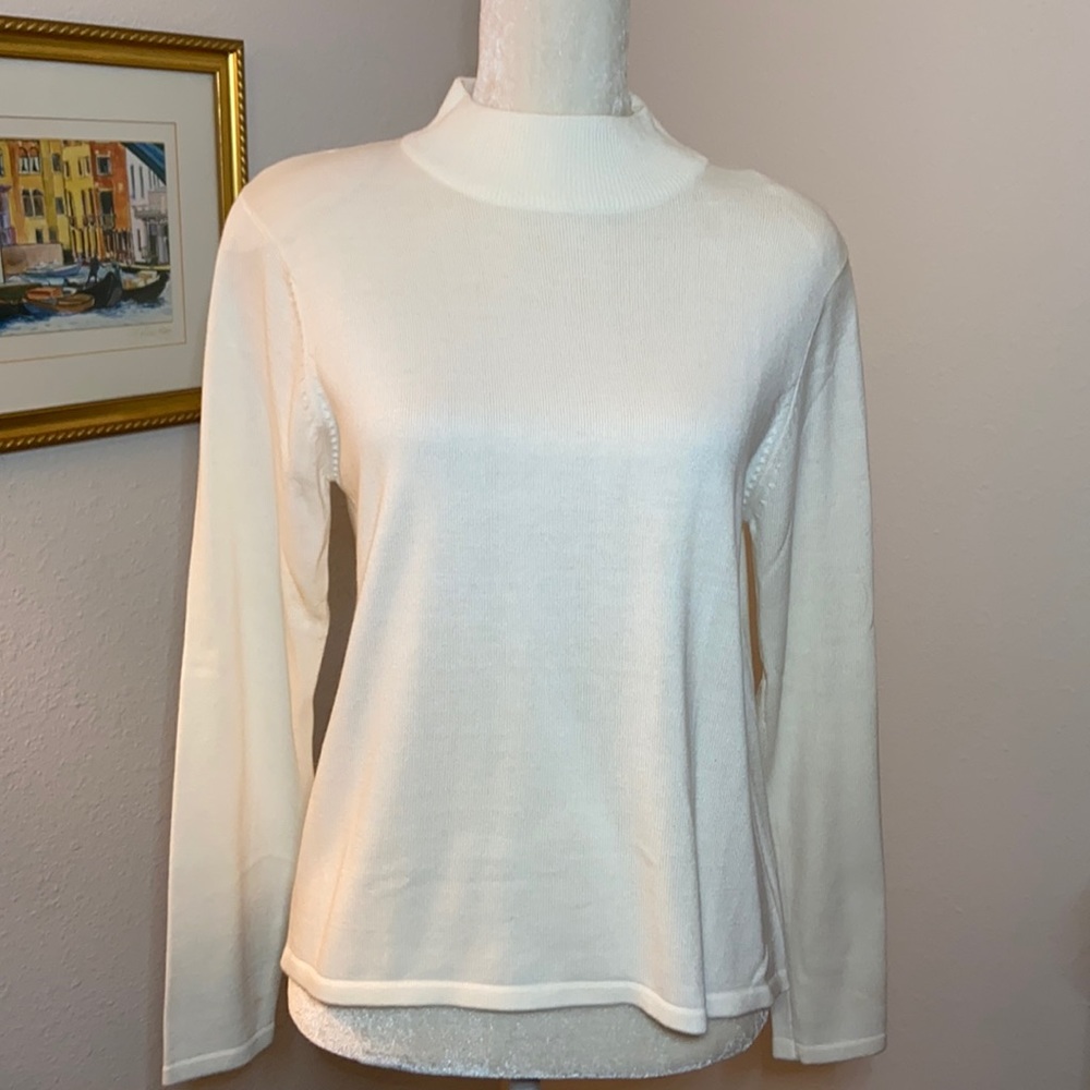 Ivory Knit Mock Turtleneck